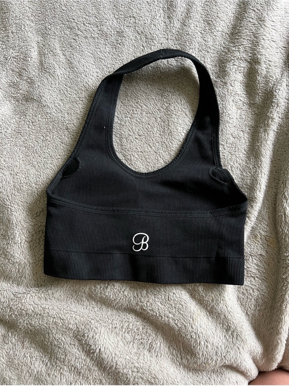 Bombshell Sportswear Black Ribbed Halter Sports Bra XS/Small